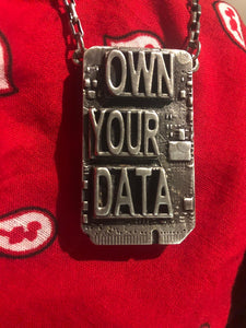 Pewter OWN YOUR DATA Locket Necklace